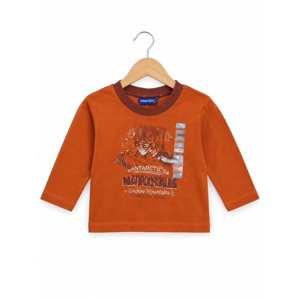 naartjie Boys Shirt‎ Size 3-6 Mo Spicy Orange Thermal Tee Snowy Peaks Ringer NEW